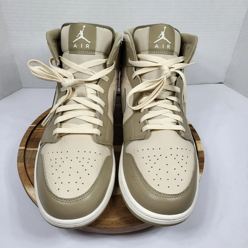 Nike Jordan Men's Air Jordan 1 Mid Legend Brown Khaki Phantom Sneakers Size 14